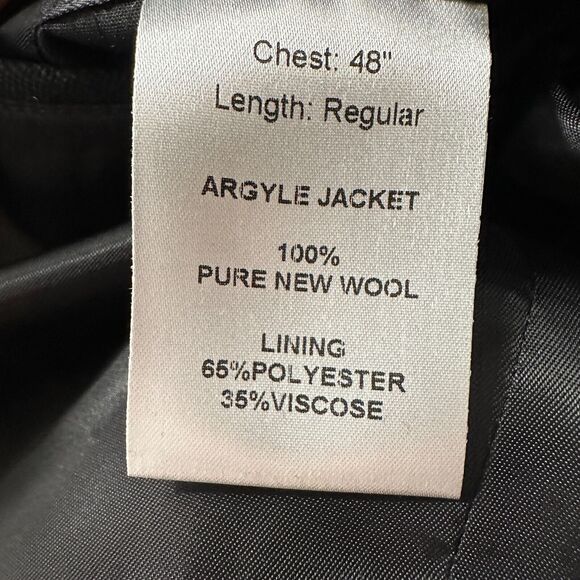 Gaelic Themes Argyle Jacket Mens 48R Black Single breasted 100% Wool New READ - Picture 8 of 12